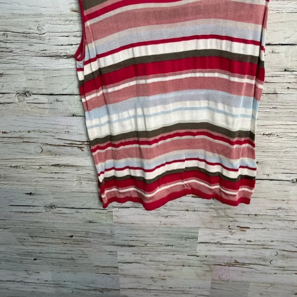 Anne Klein striped tank top size large pink red - Picture 2 of 7
